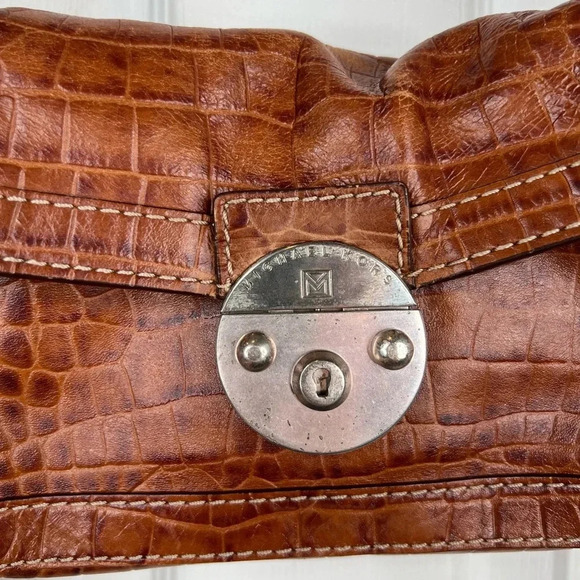 MICHAEL Michael Kors Brown Crocodile Embossed Shoulder Bag Chain Strap Purse - Picture 4 of 9